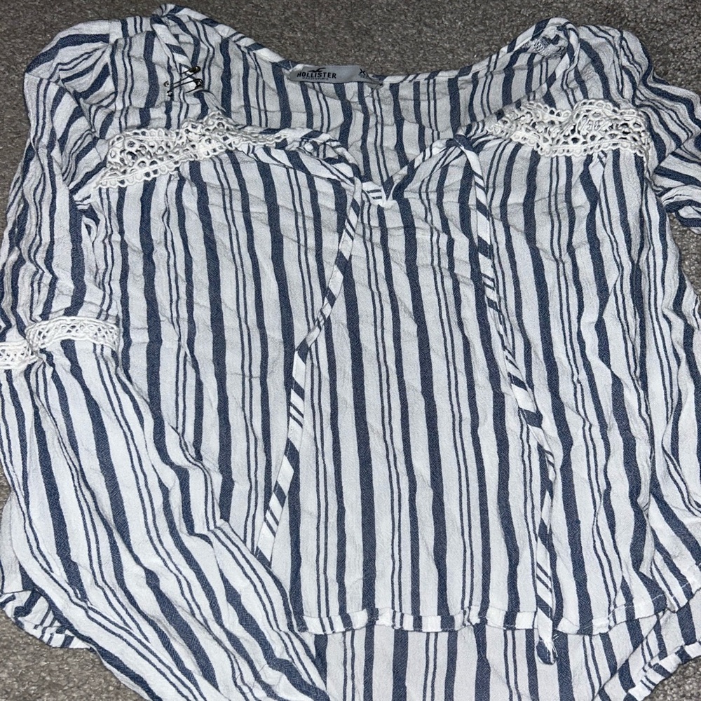 Blue and white holister crop top